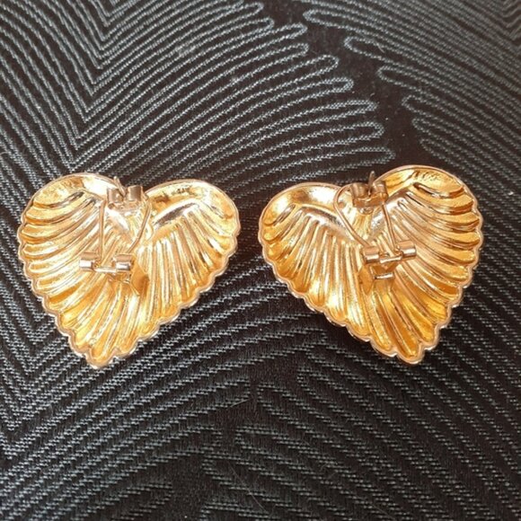 Zara Gold Heart-Shaped Statement Earrings - Picture 9 of 13